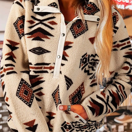 Western Aztec Half Zip Plush Sweatshirt