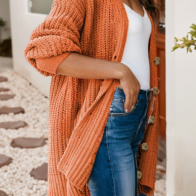 Thread & Co. Boutique, LLC Button Front V Neck Chunky Cardigan