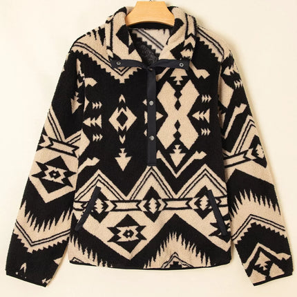 Western Aztec Half Zip Plush Sweatshirt