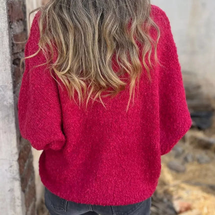 Full Size V-Neck Long Sleeve Sweater Plus Size