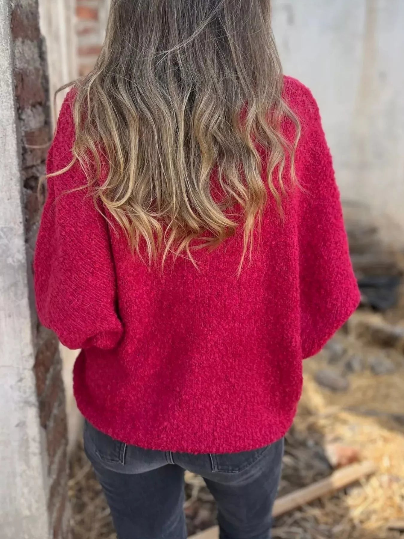 Full Size V-Neck Long Sleeve Sweater Plus Size