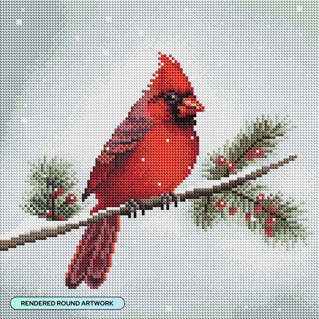 Diamond Art Club – Winter Cardinal Diamond Painting (Round Drill, 13" x 13")