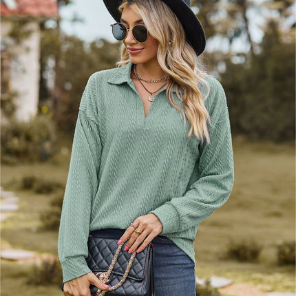 Hannah's Collared Cable-Knit Blouse