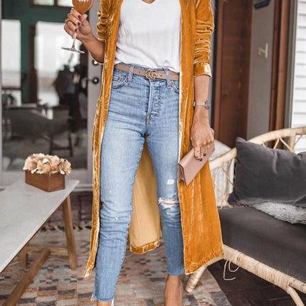 Open Front Long Sleeve Longline Cardigan