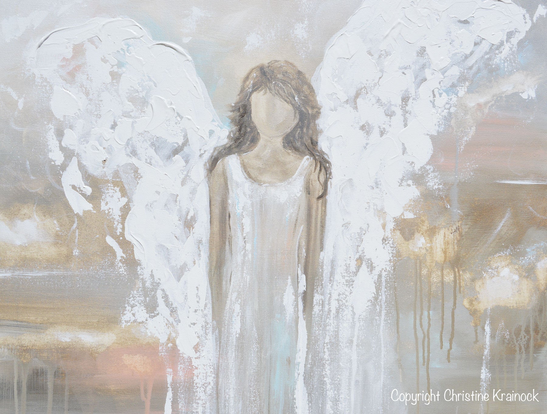 "Delicate Strength" GICLEE PRINT Abstract Angel Painting Fine Art Guardian Angel Home Canvas Wall Art