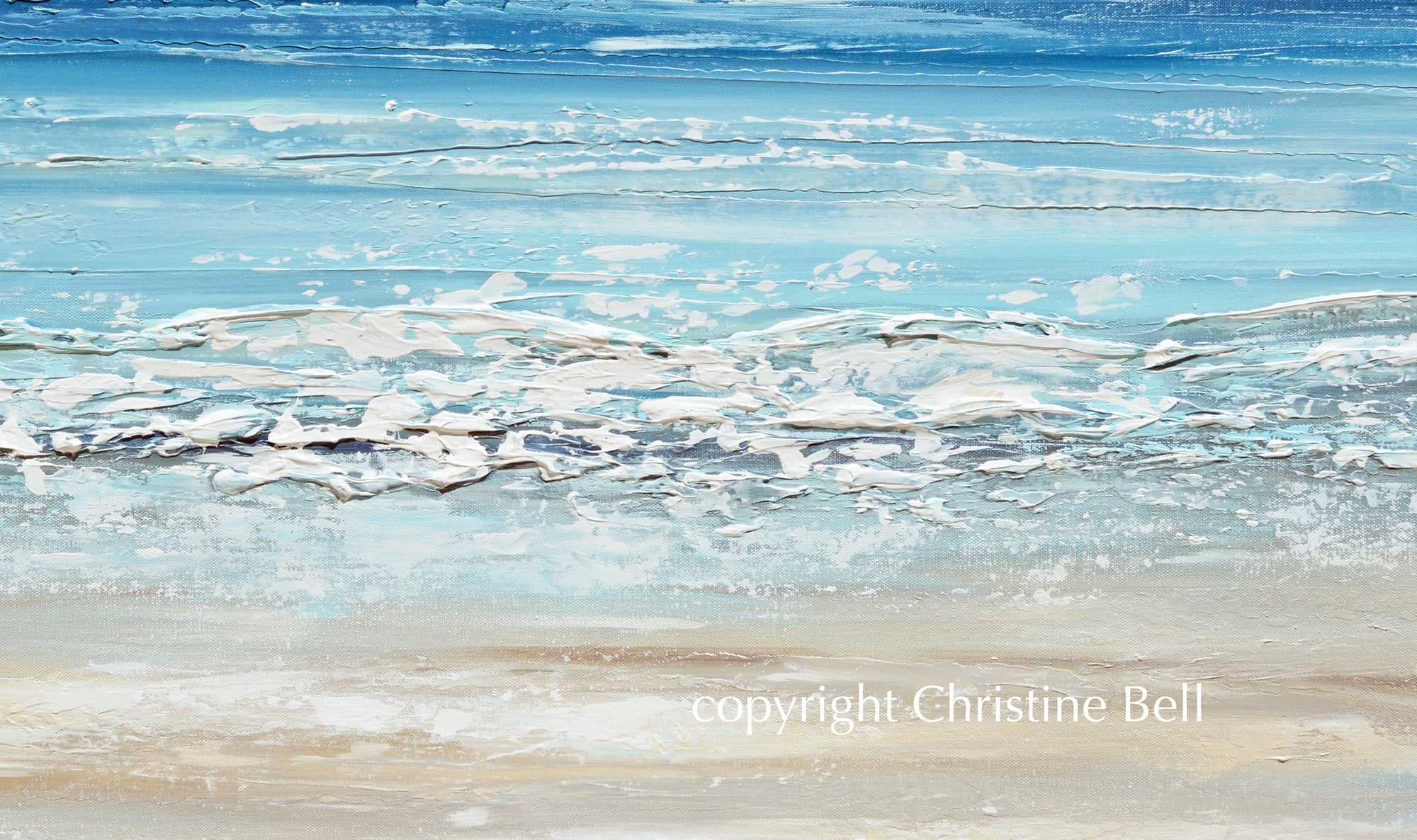 "Sapphire Sea" GICLEE PRINT Art Coastal Abstract Painting Ocean Blue White Canvas Beach Decor