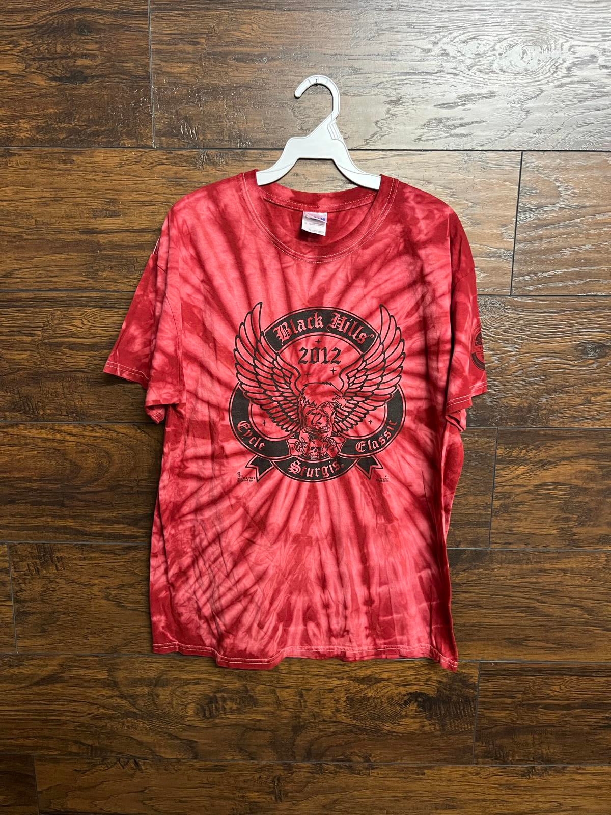 2012 Biker Black HIlls Sturgis Tie Dye T-shirt Bald Eagle L