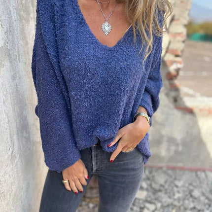 Full Size V-Neck Long Sleeve Sweater Plus Size