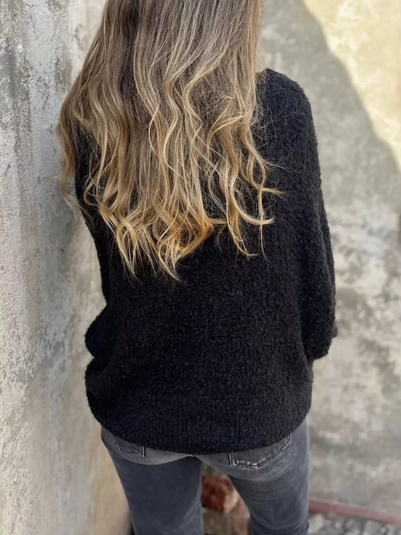 Full Size V-Neck Long Sleeve Sweater Plus Size