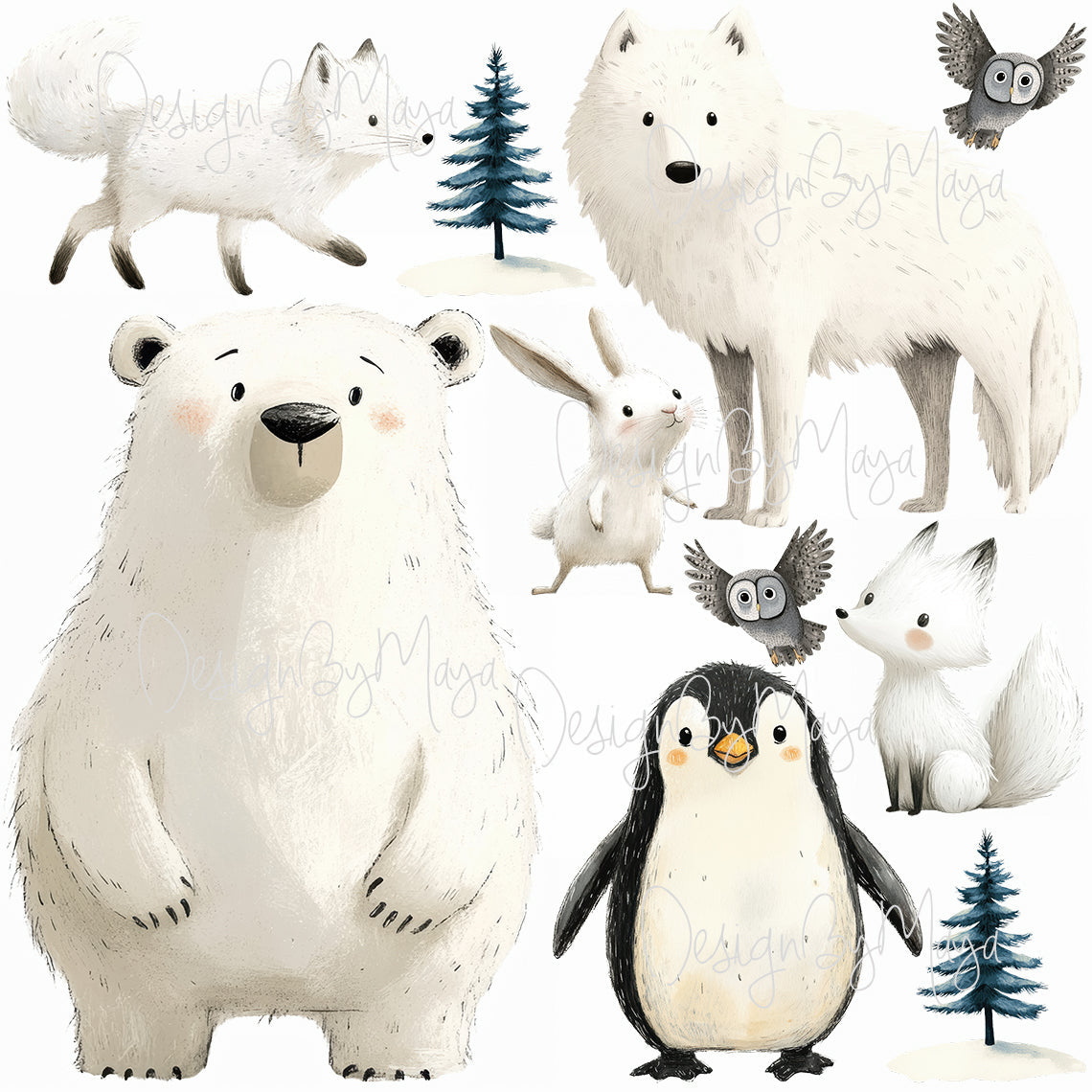 Arctic Animal Friends - Fabric Nursery Wall Art Decals