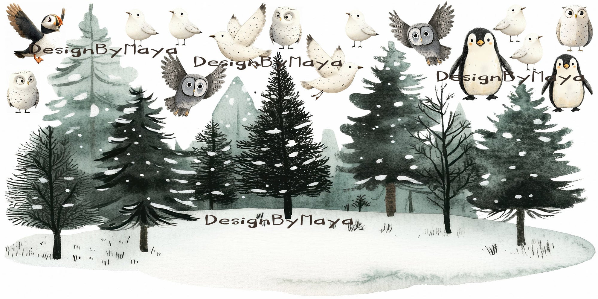 Arctic Animal Friends - Fabric Nursery Wall Art Decals