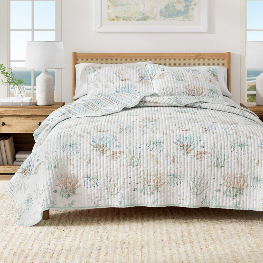 Coastal Printed Cotton Quilt Set - Santa Barbara Collection
