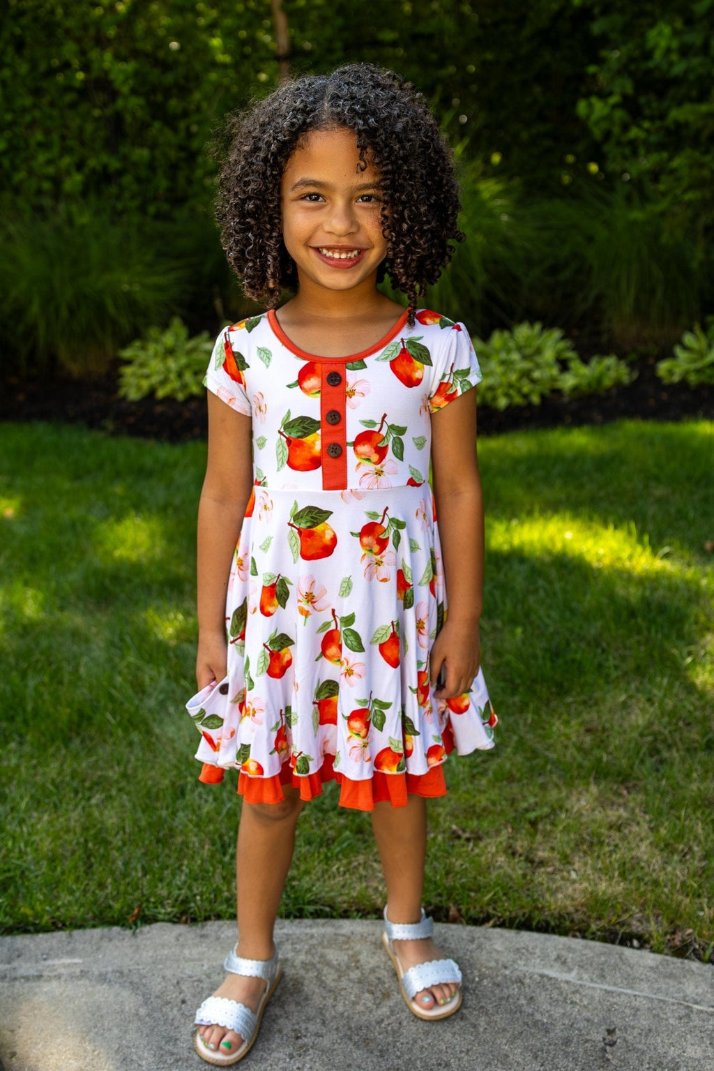 Awesome Apples Cap Sleeve Dixie Dress in Organic Bamboo