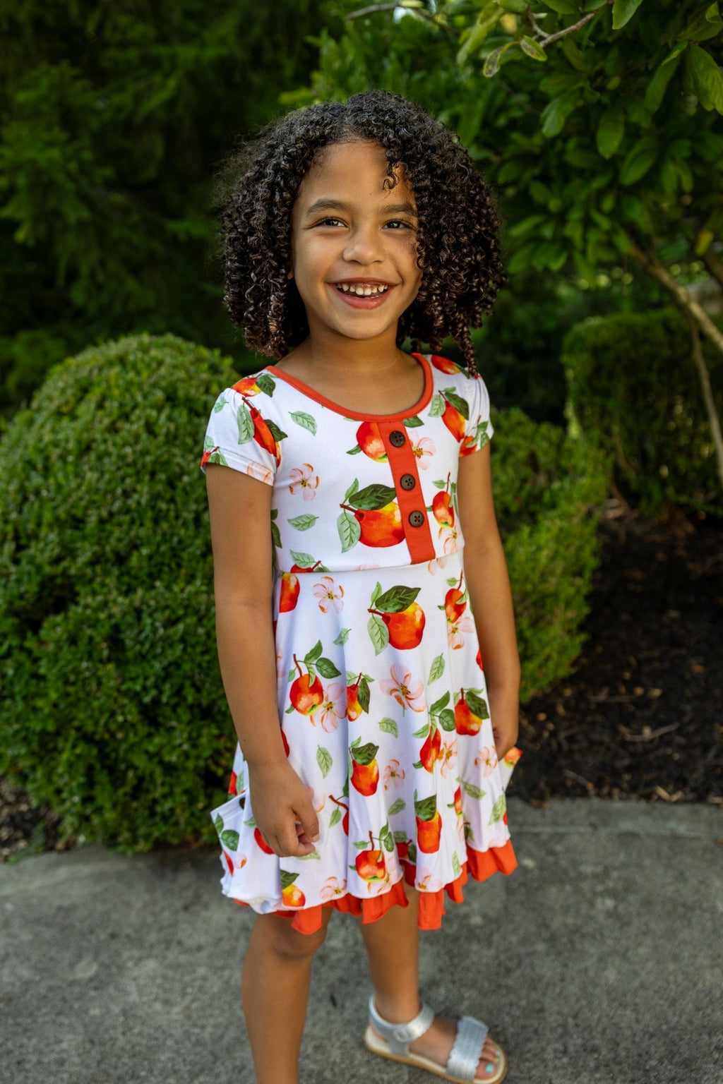 Awesome Apples Cap Sleeve Dixie Dress in Organic Bamboo