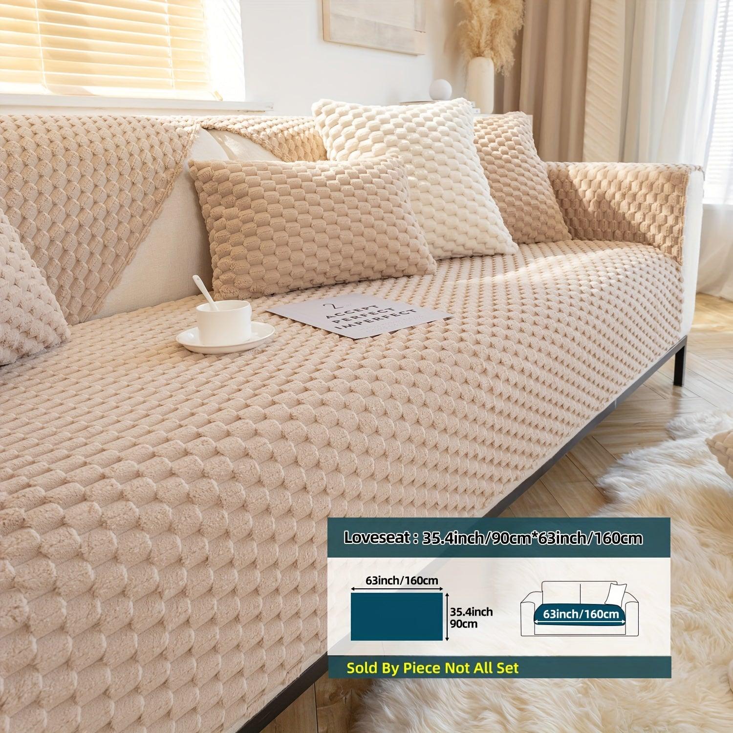 Plush Nordic Sofa Slipcover | non slip couch cover for dogs