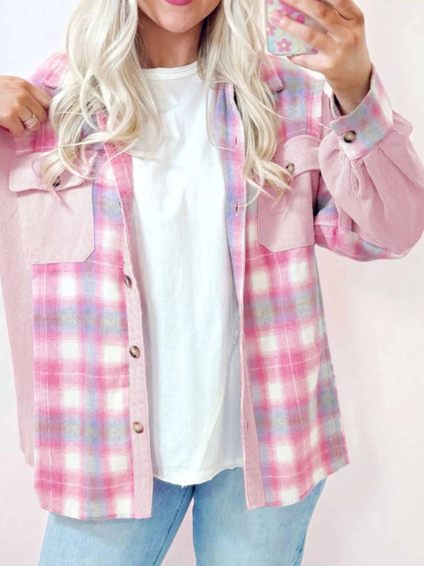 Plaid Button-Up Jacket