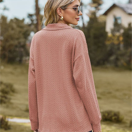 Hannah's Collared Cable-Knit Blouse