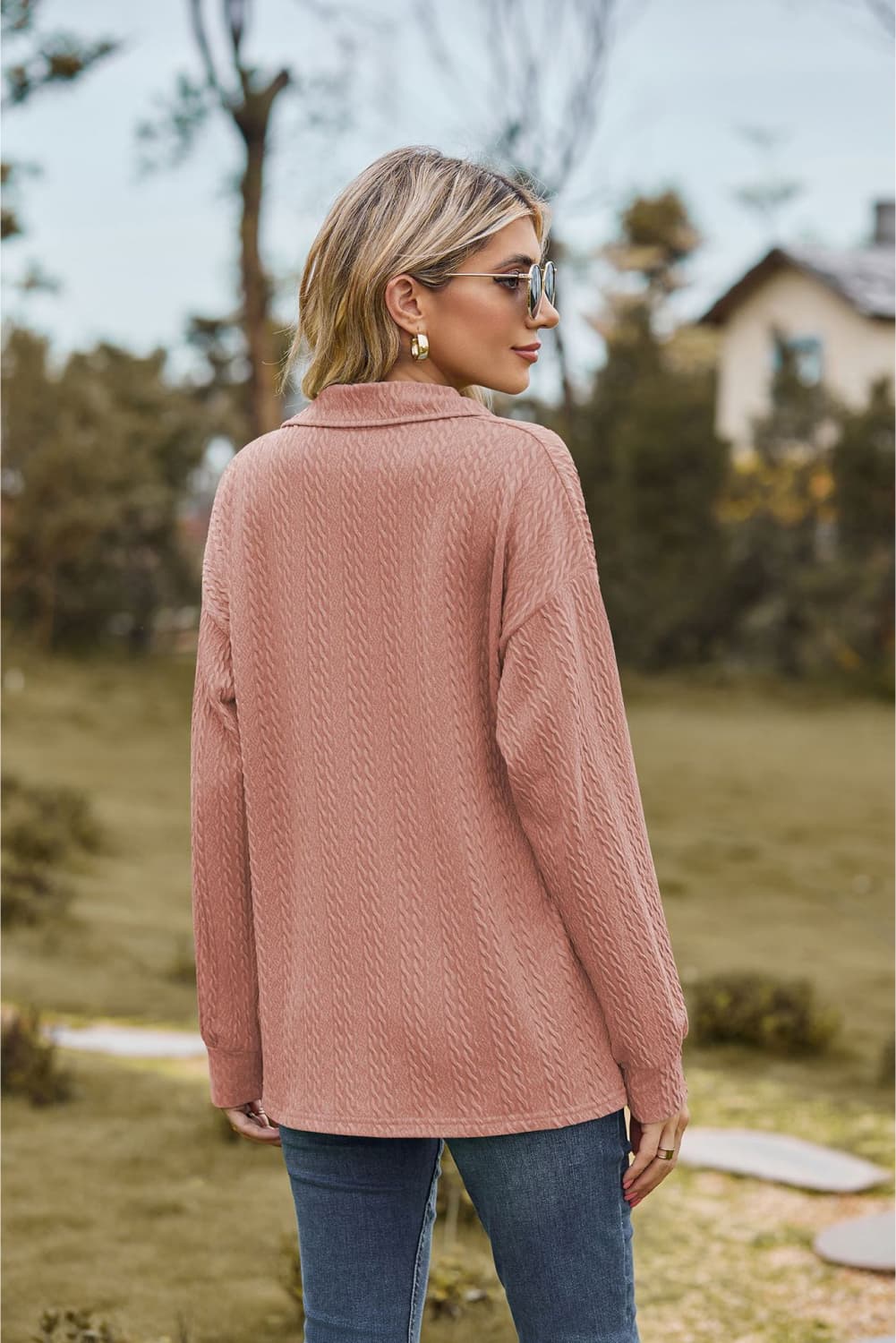 Hannah's Collared Cable-Knit Blouse