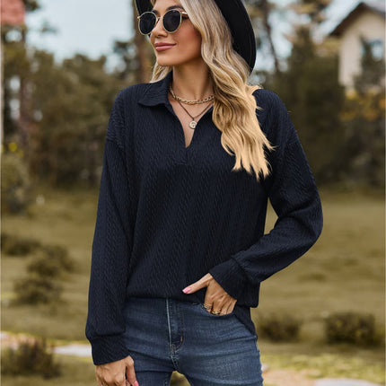 Hannah's Collared Cable-Knit Blouse