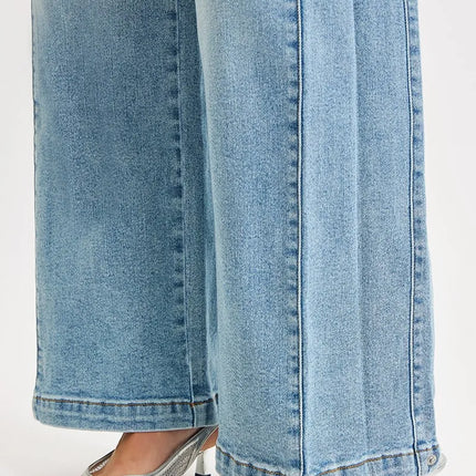 RISEN Mid Rise Wide Barrel Transferable Leg Snap Jeans