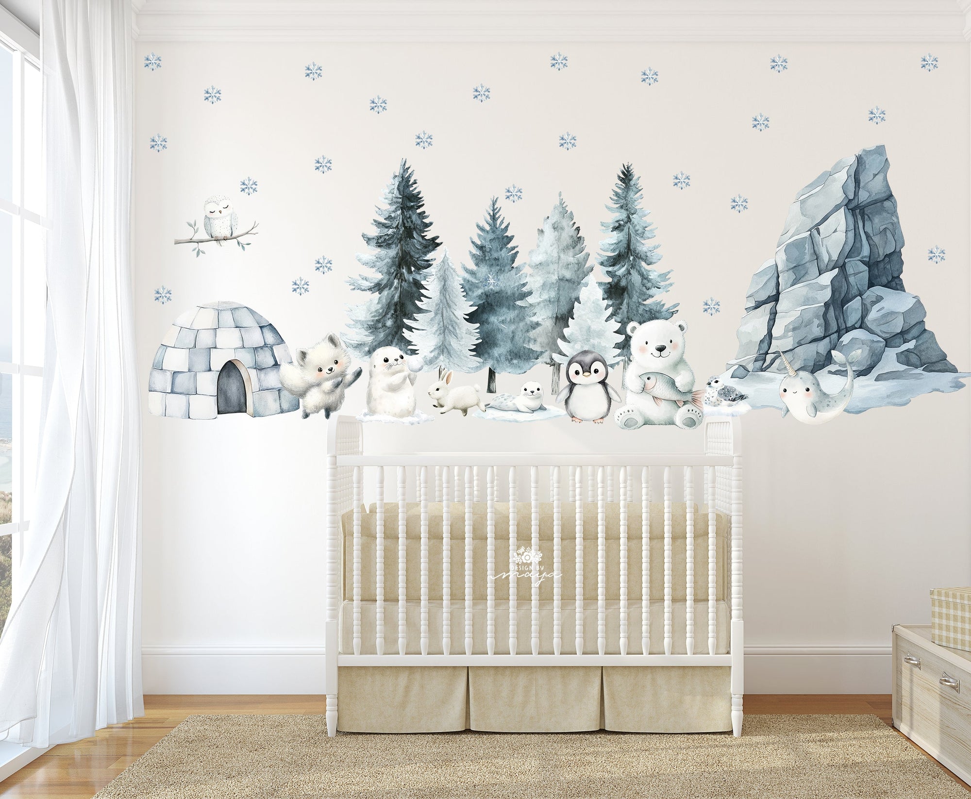 Arctic Animal Friends - Fabric Nursery Wall Art Decals