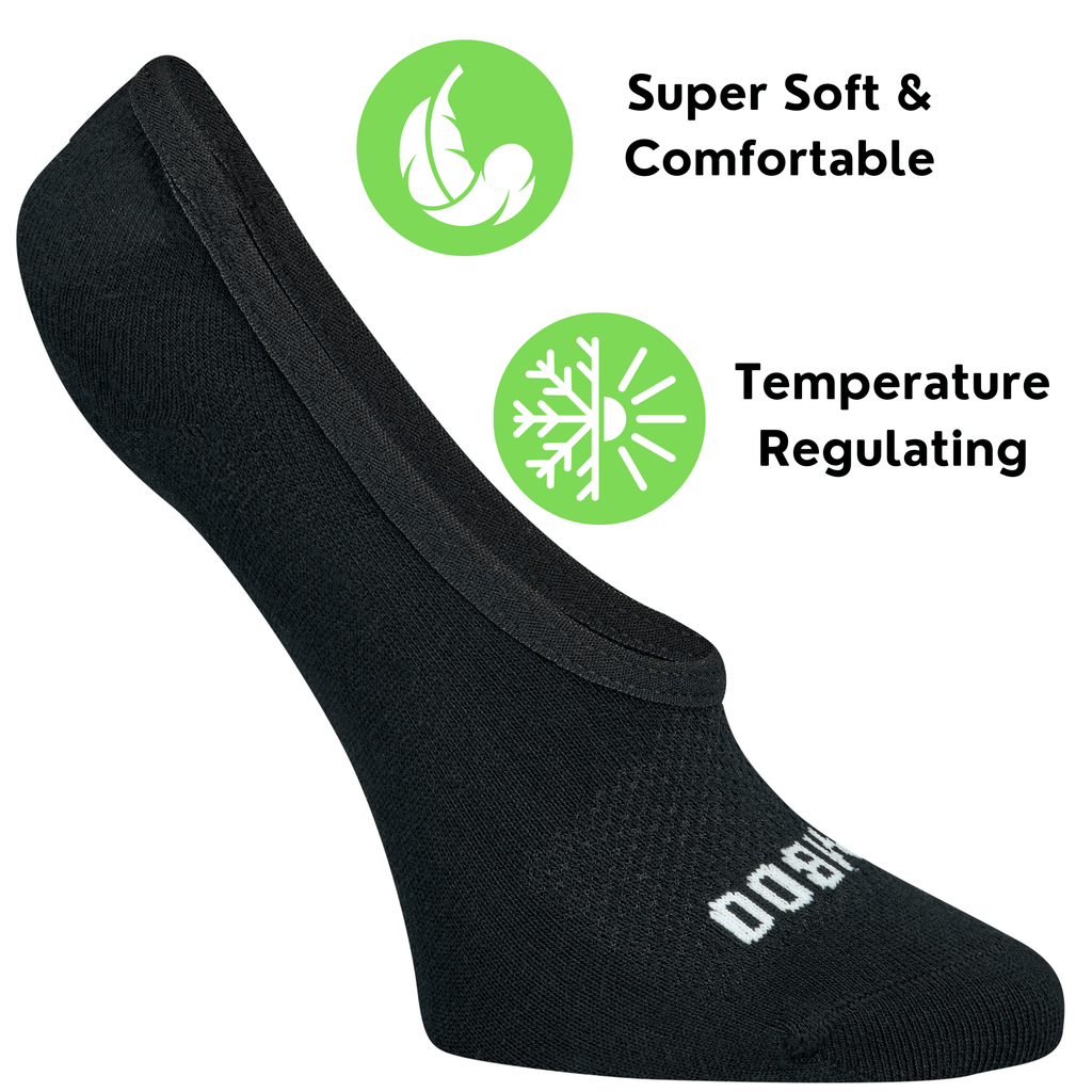 Bamboo Sports Super Low Cut No Show Bamboo Rayon Socks- Breathable, Moisture Wicking, Odor Eliminating, 4 Pair