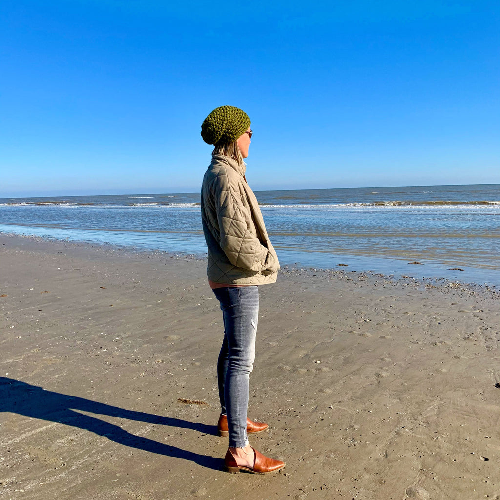 Crochet Simple Slouch Hat | Cilantro Green Slouchy Beanie