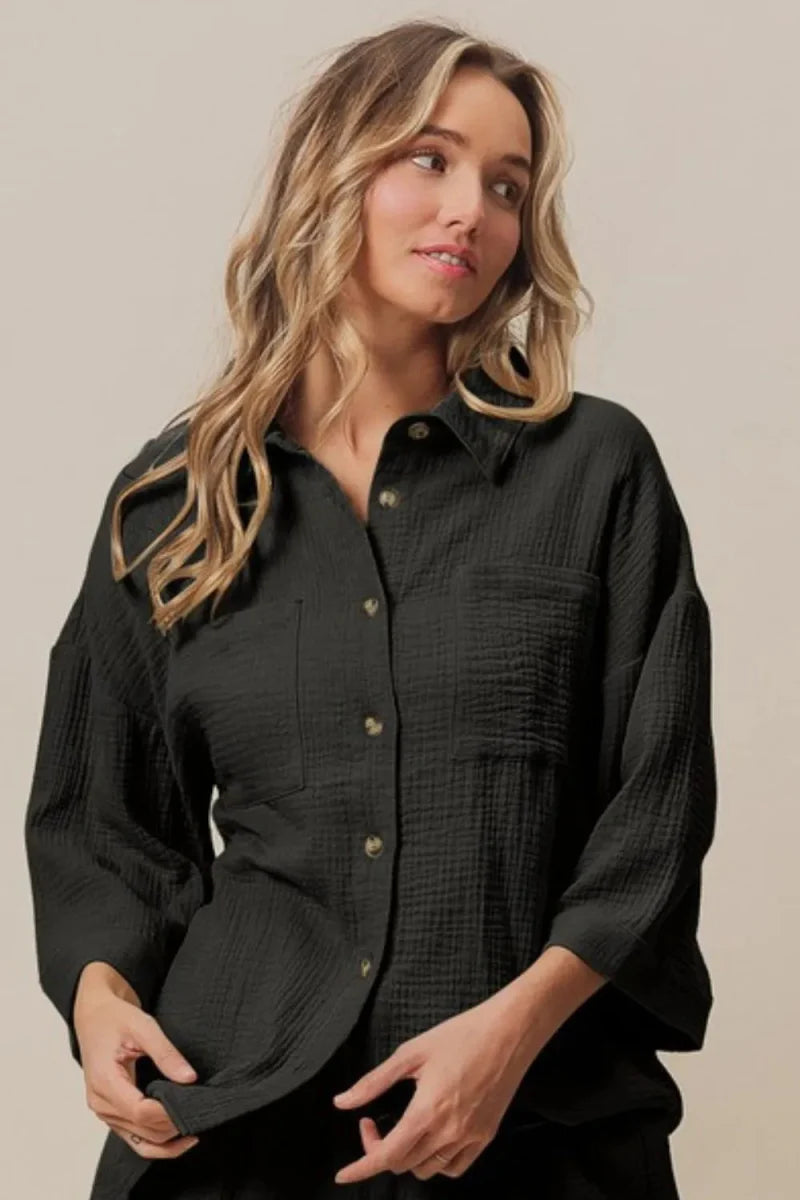 BiBi Crinkle Gauze Shirt and Short Set