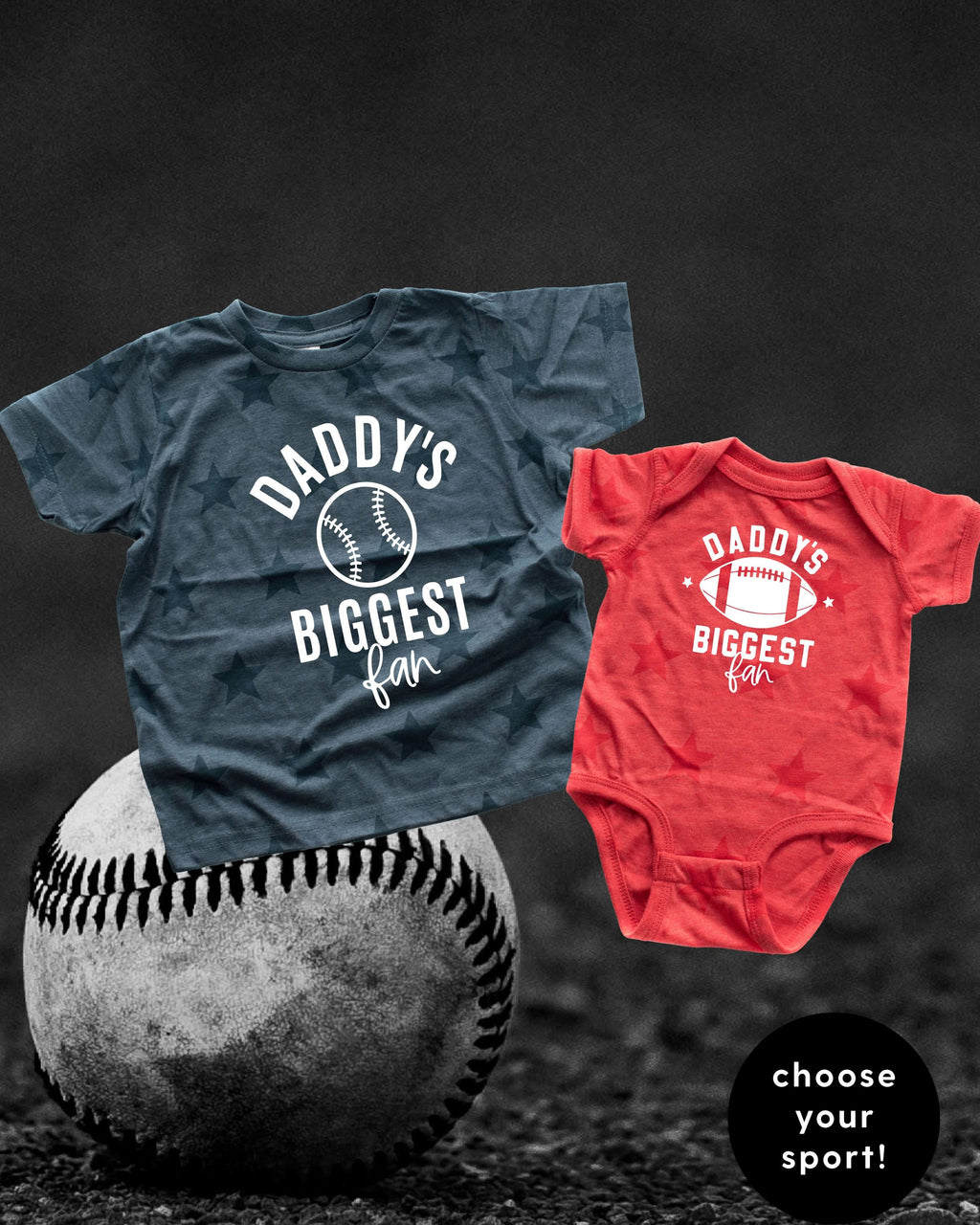 Daddy's Biggest Fan - (Choose Your Sport) - Child STAR Tee