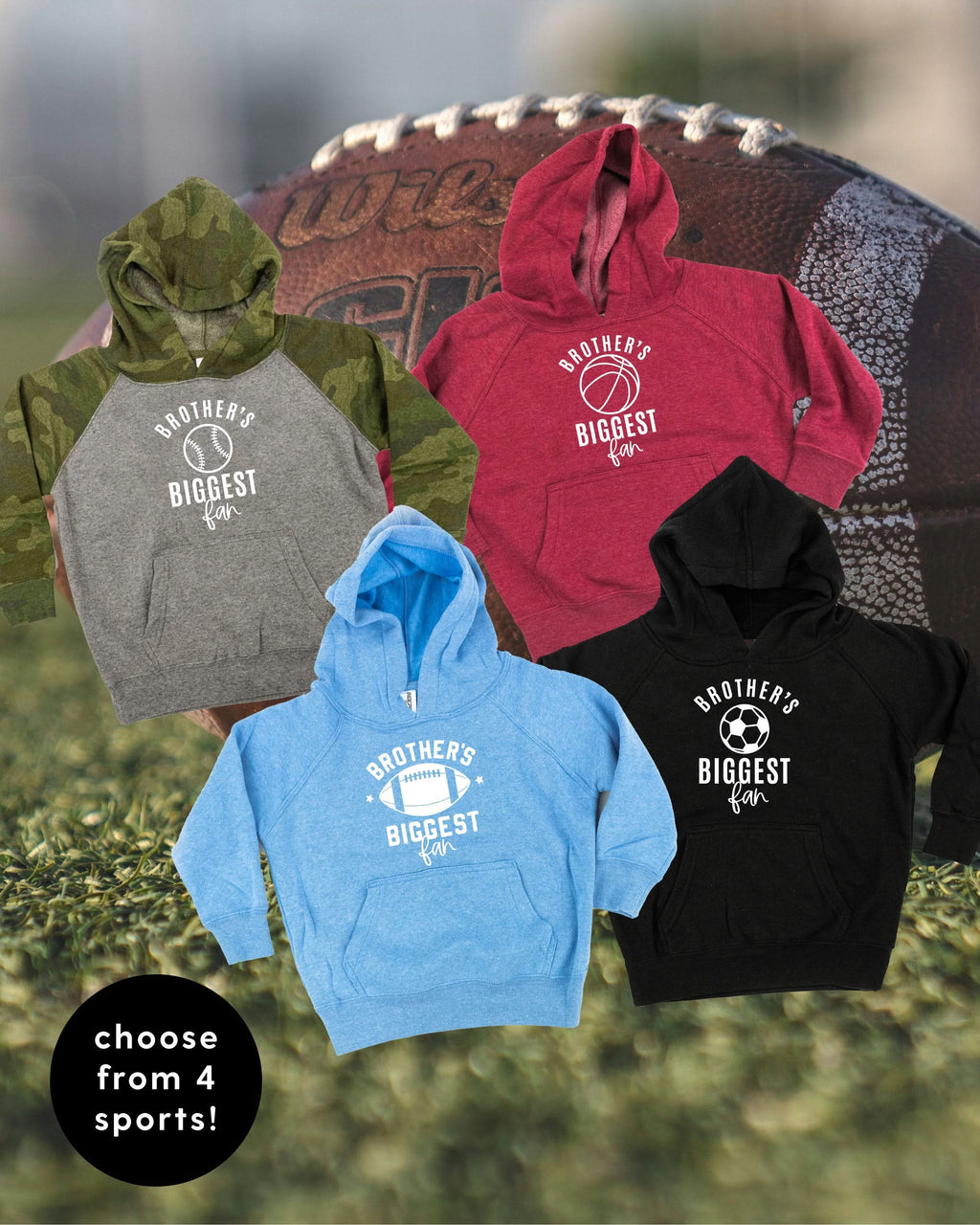 Brother's Biggest Fan - (Choose your Sport) - Child Hoodie