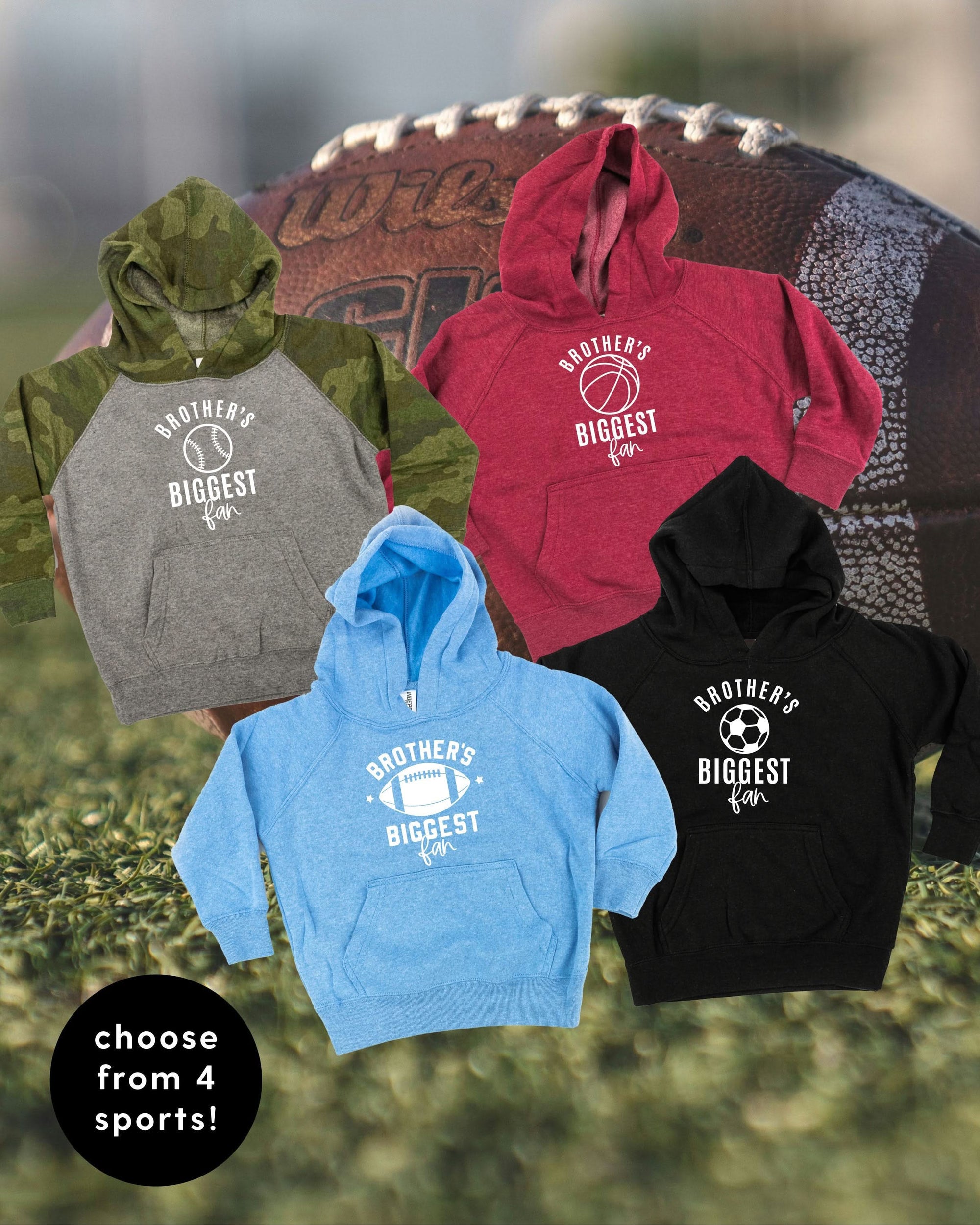 Brother's Biggest Fan - (Choose your Sport) - Child Hoodie