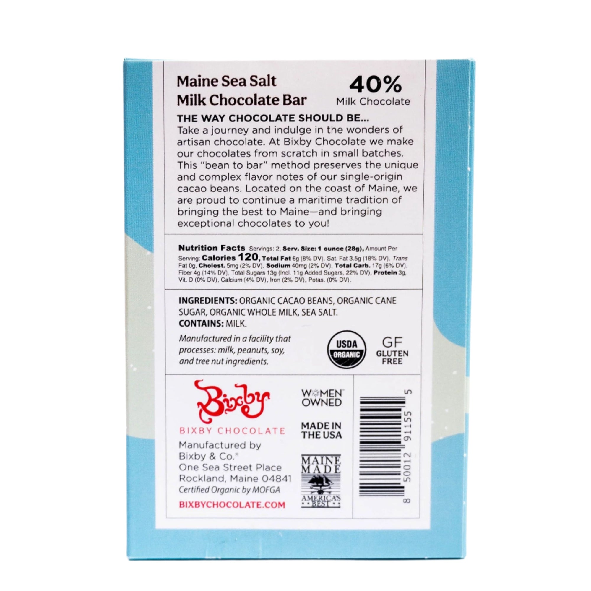 Organic Milk Chocolate Maine Sea Salt Bar