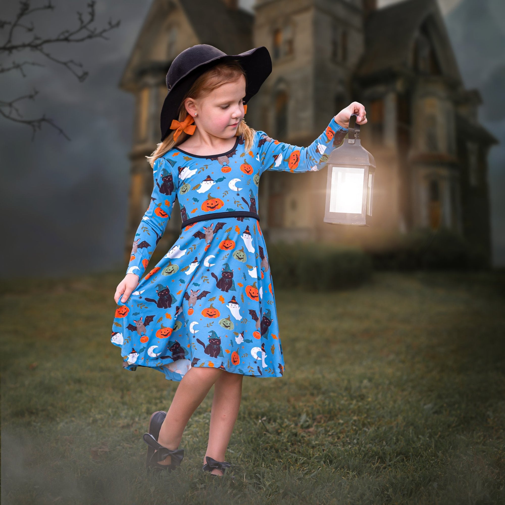 Boo! Long Sleeve Twirl Dress