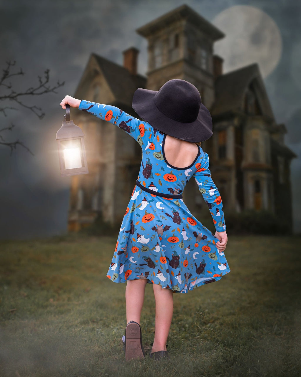 Boo! Long Sleeve Twirl Dress