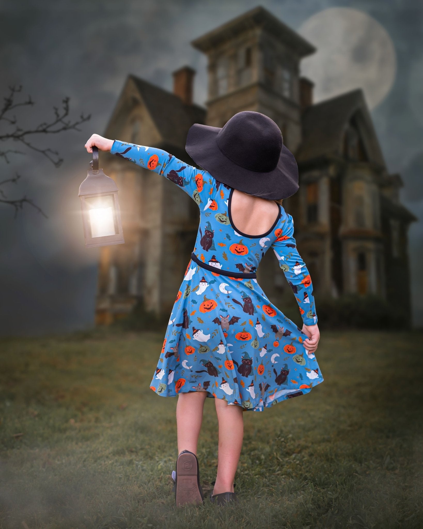 Boo! Long Sleeve Twirl Dress