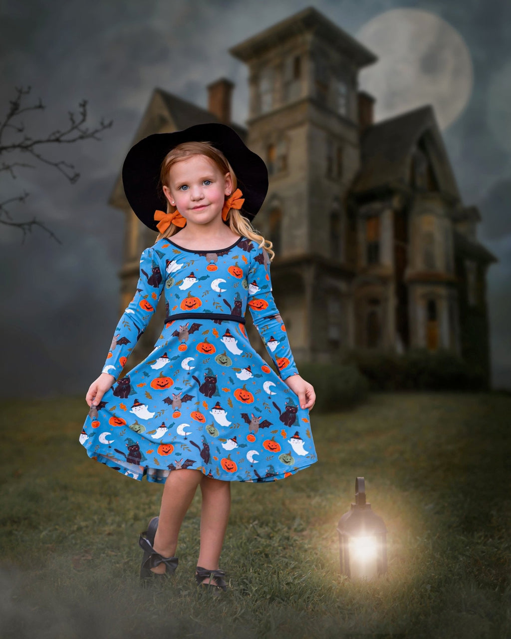 Boo! Long Sleeve Twirl Dress