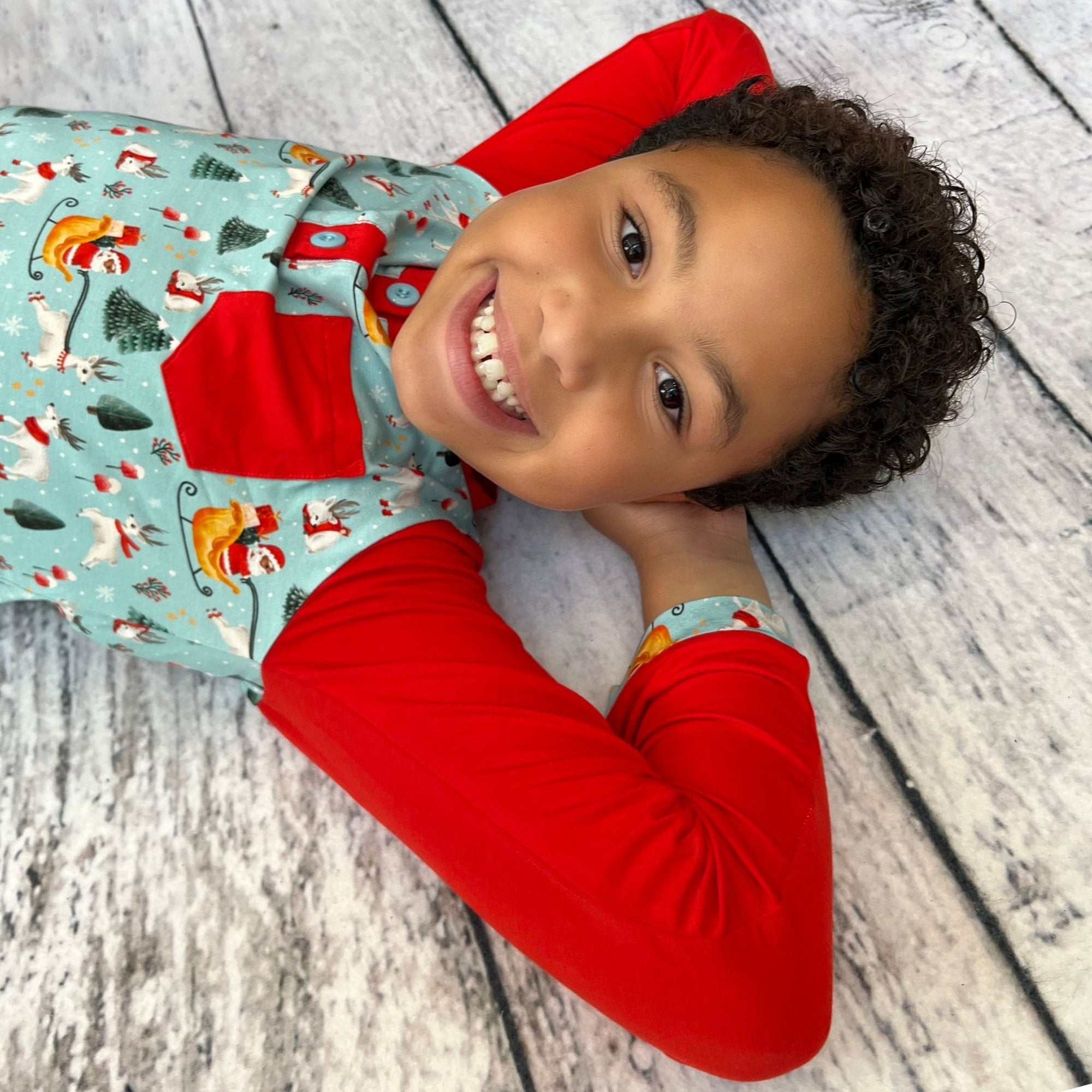 Boys Dark Santa Bamboo Holiday Pajamas