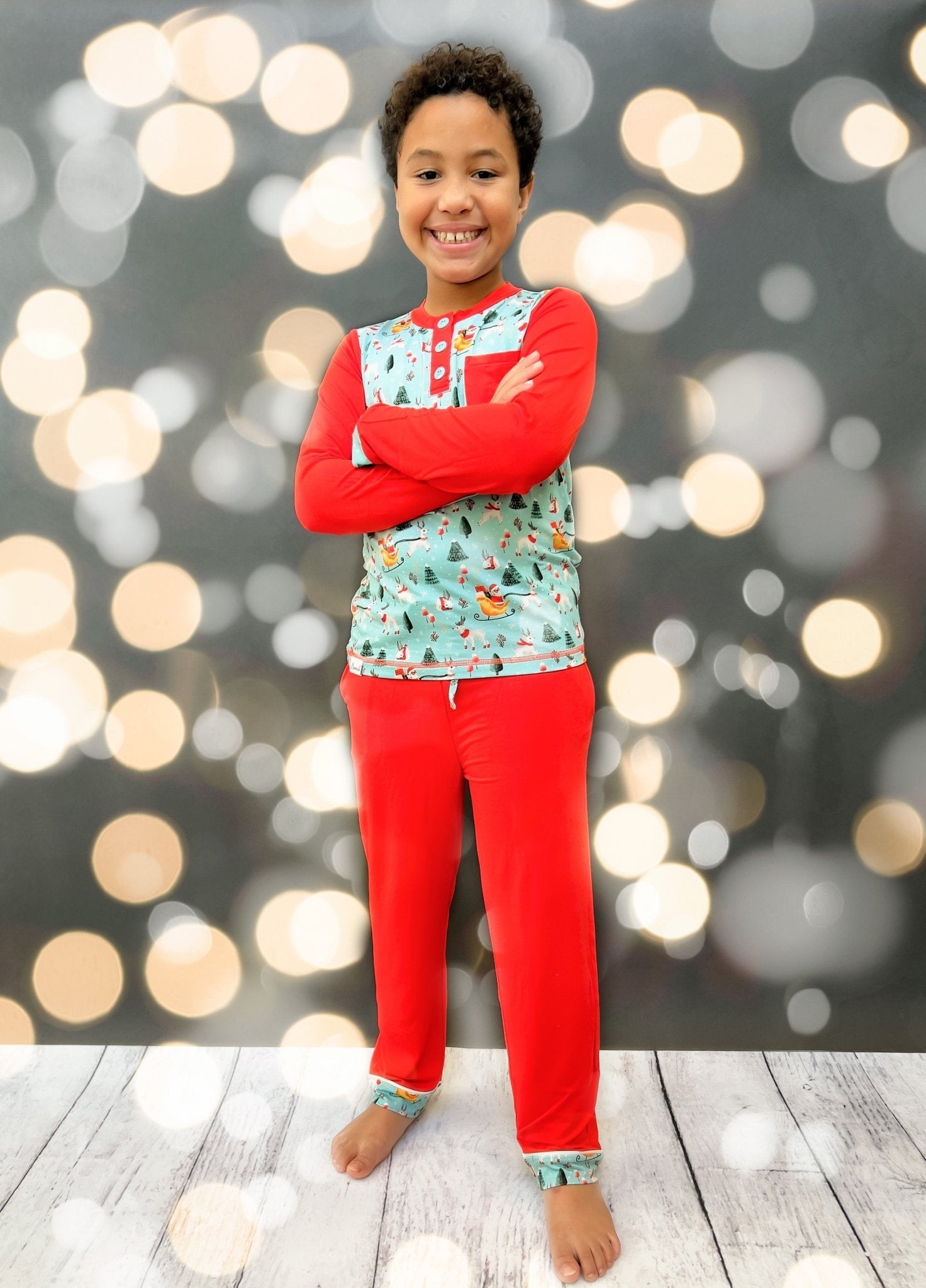 Boys Dark Santa Bamboo Holiday Pajamas