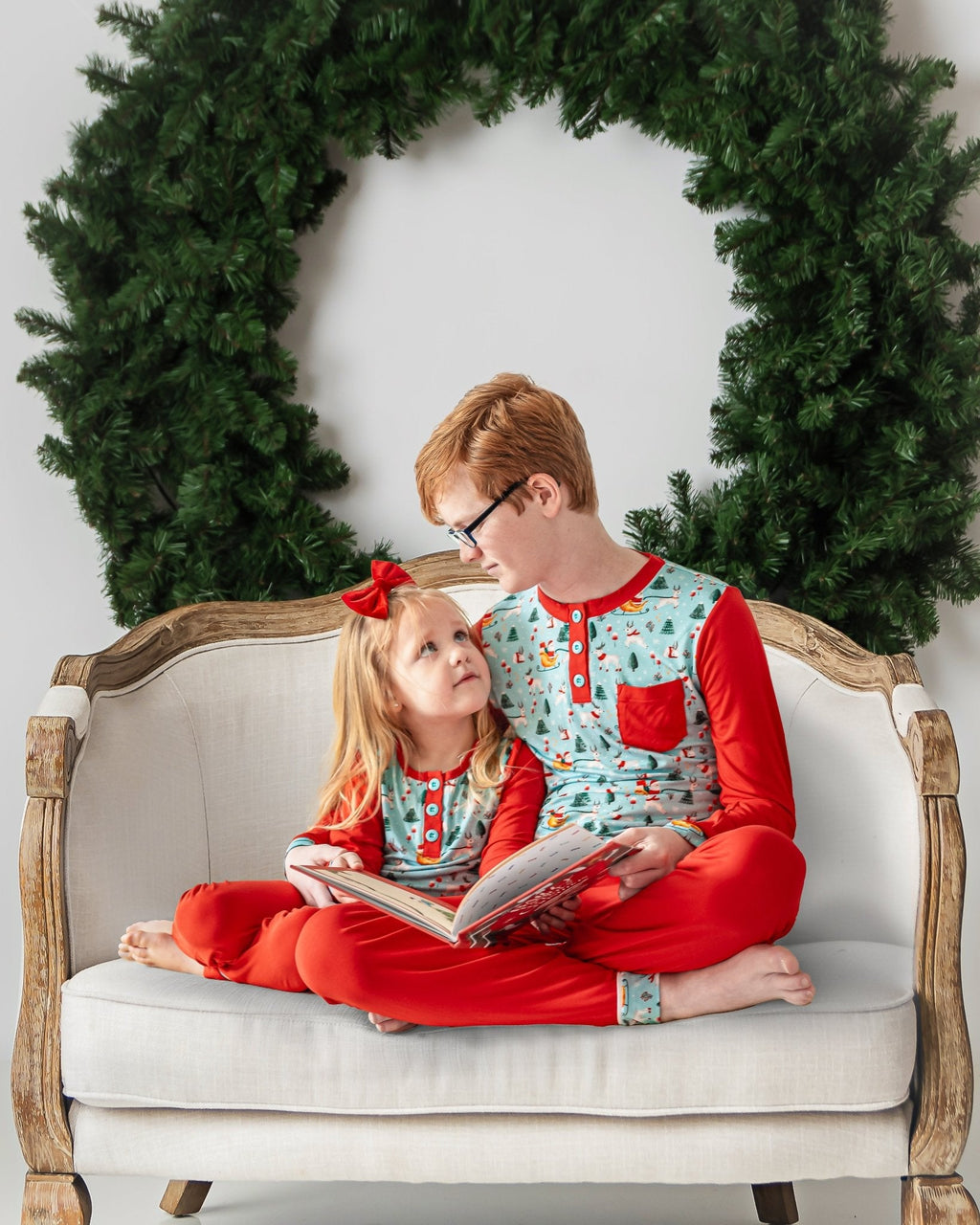 Boys Light Santa Bamboo Holiday Pajamas