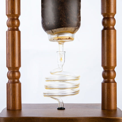 Yama 6-8 Cup Cold Brew Tower Curved Brown Wood Frame (32oz)