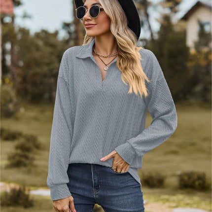 Hannah's Collared Cable-Knit Blouse