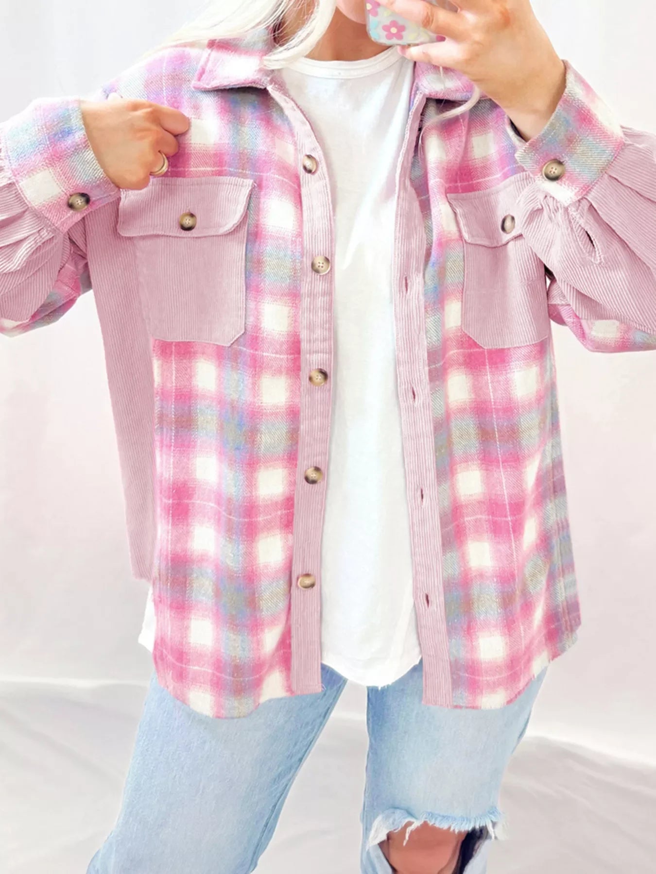 Plaid Button-Up Jacket