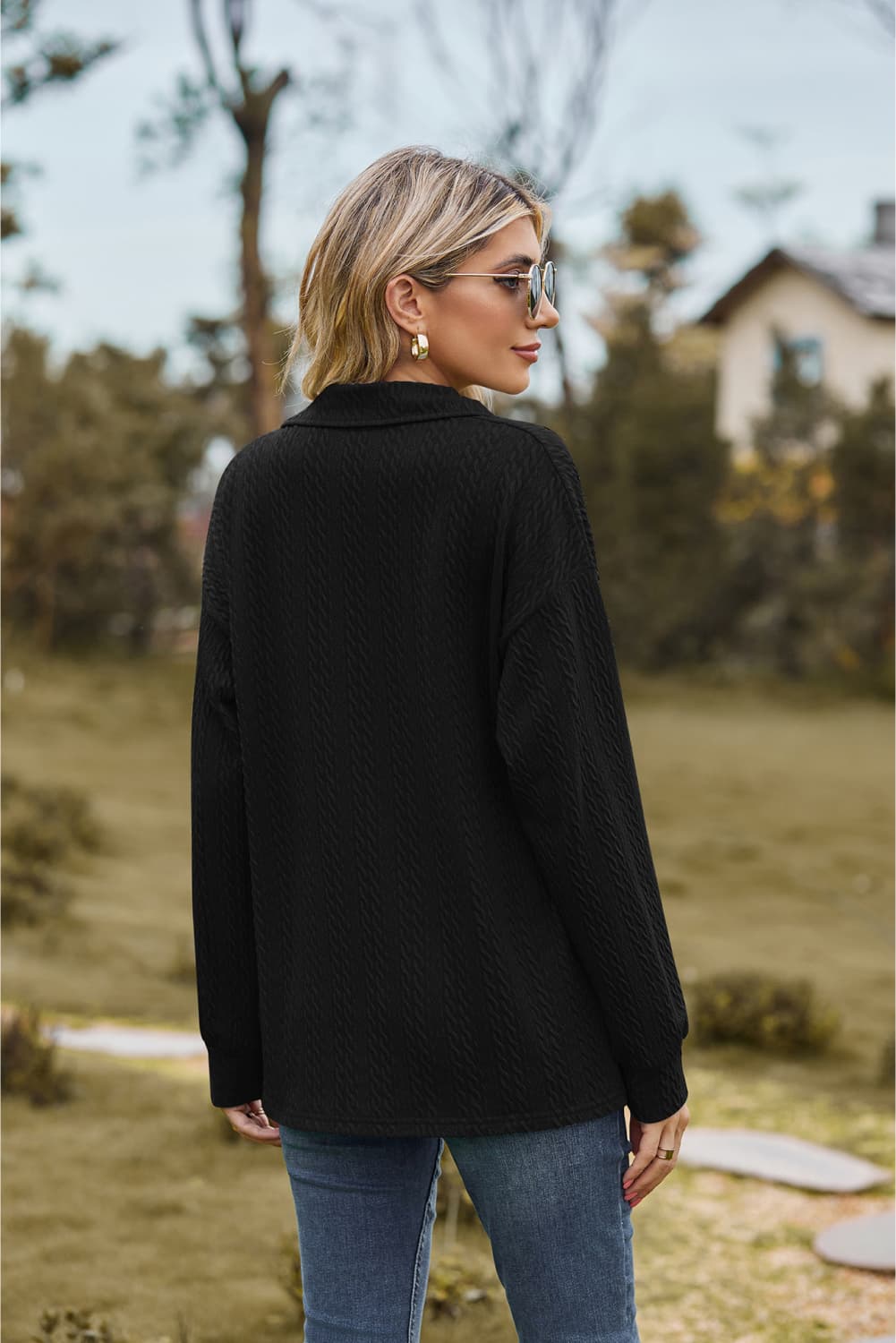 Hannah's Collared Cable-Knit Blouse