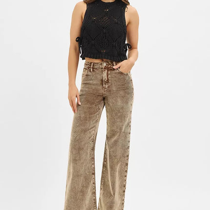 RISEN High Rise Wide Leg Corduroy Jeans