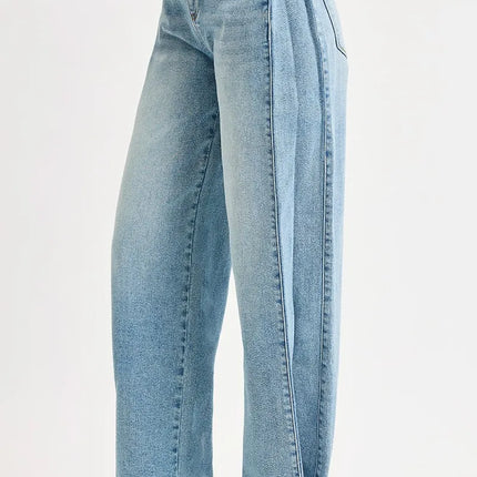 RISEN Mid Rise Wide Barrel Transferable Leg Snap Jeans