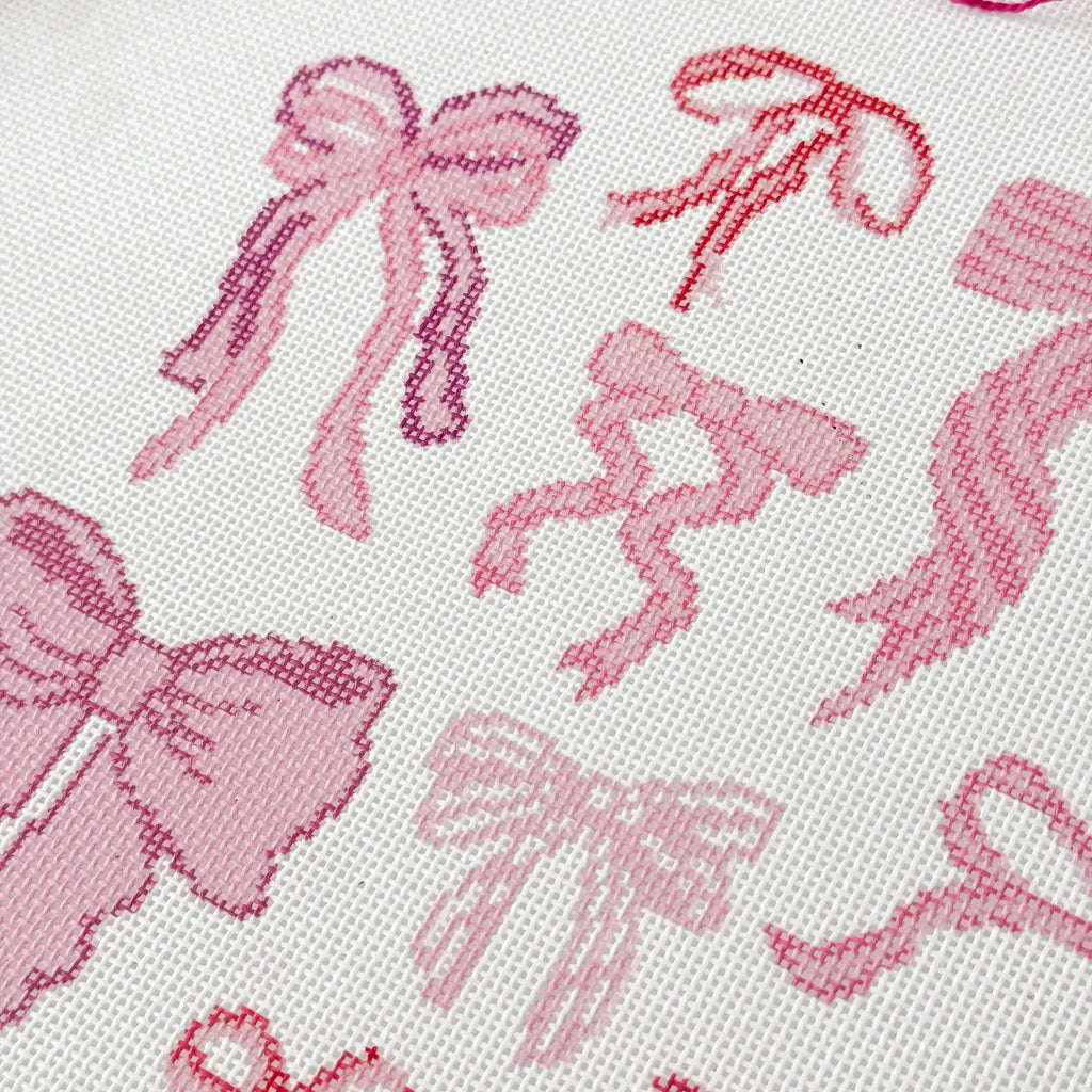 Cotswold Co Designs - Hand Painted Coquette Bow 8” Pillow Needlepoint Canvas