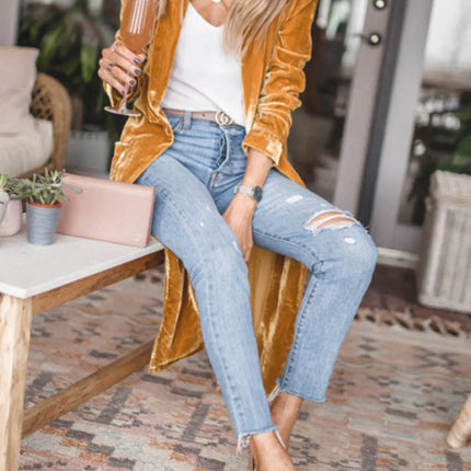 Open Front Long Sleeve Longline Cardigan