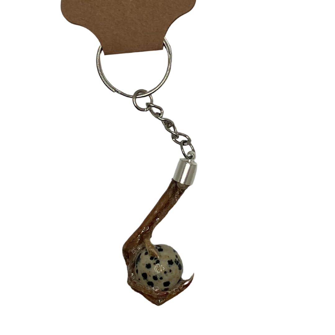 Quail Foot Keychain with Faux Quail Egg Stone
