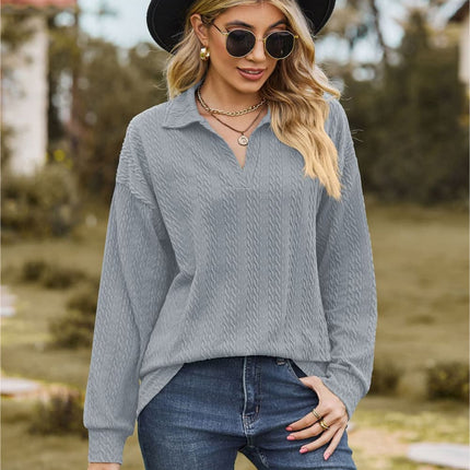 Hannah's Collared Cable-Knit Blouse