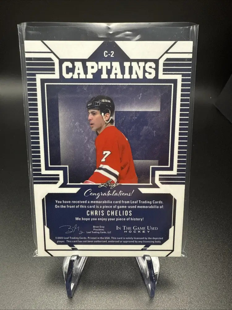 Chris Chelios 2022-23 Leaf In The Game Used Captains Jersey Relic 3/5 Blackhawks